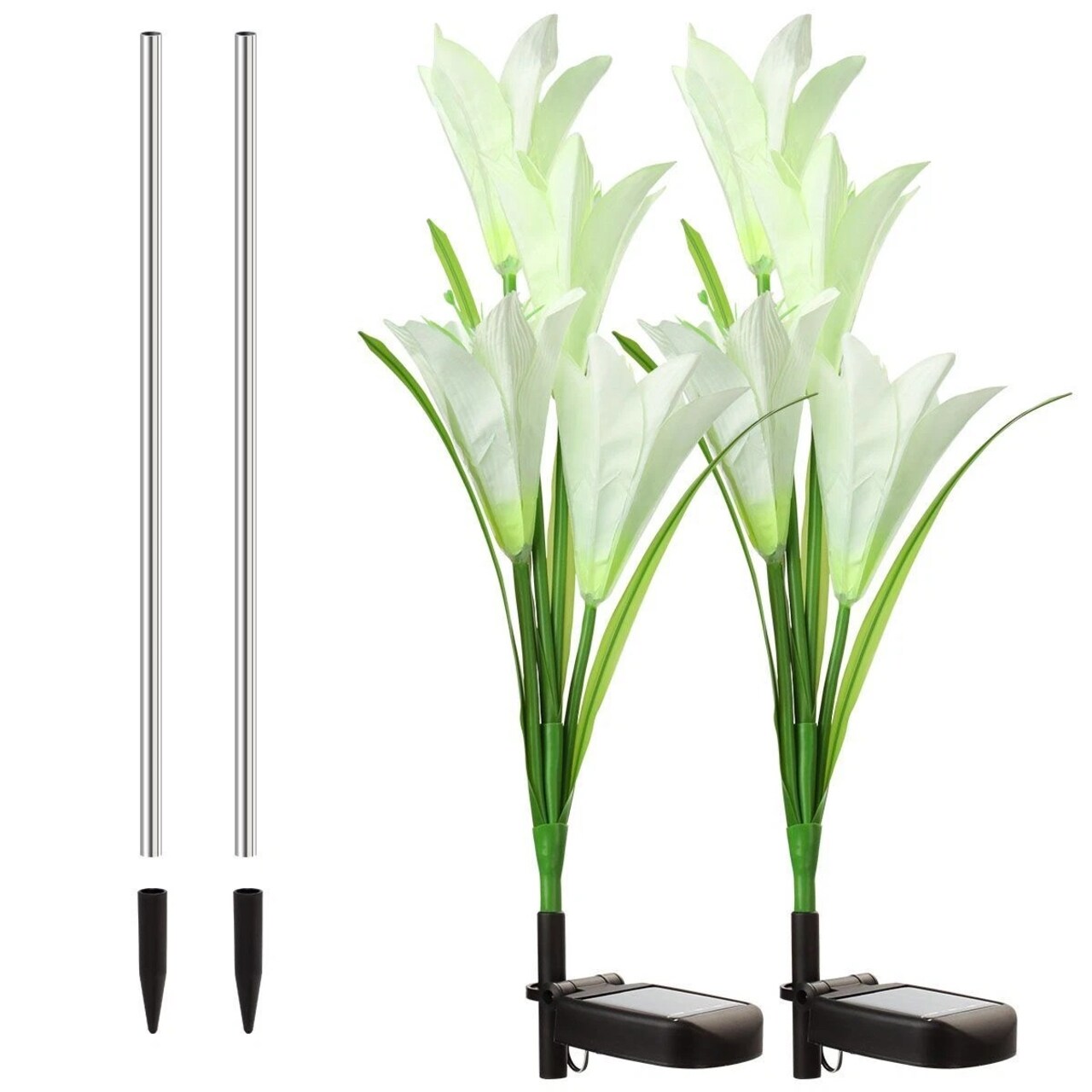 Solar Lily Flower Lights Outdoor Garden Stake LED Landscape Decor